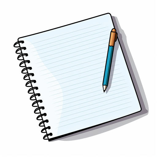 Notebook paper clipart in Minimalist style, on white background