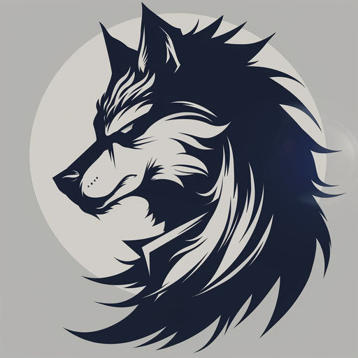 Minimalist tattoo sketch of a werewolf, sleek black outlines and moonlit shadows