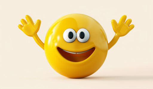 Yellow smiley face with hands up