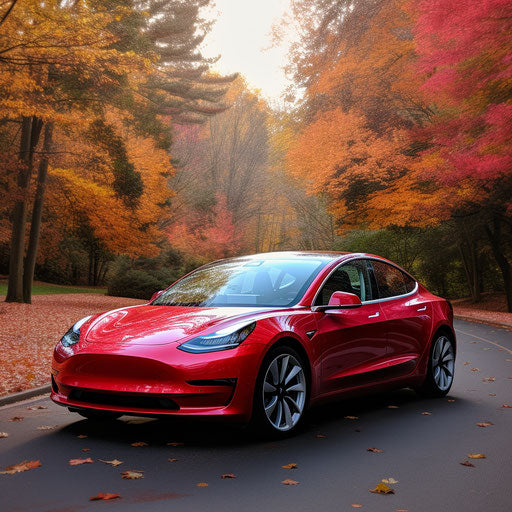 Bright cherry red Tesla Model 3