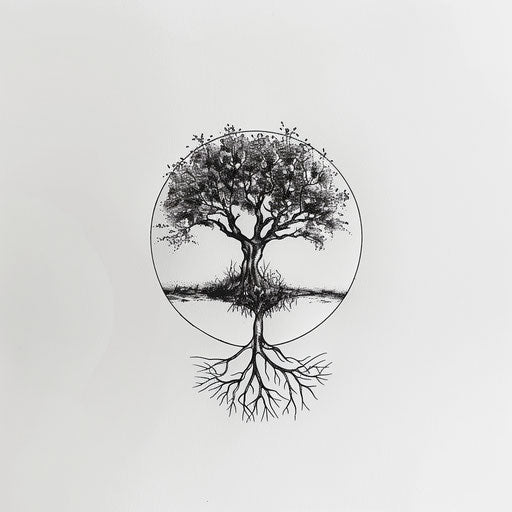 Minimalist tree of life tattoo drawing