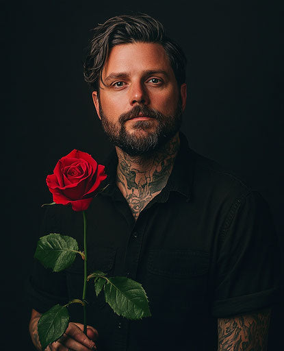 Vibrant red rose on black background, symbol of love and beauty