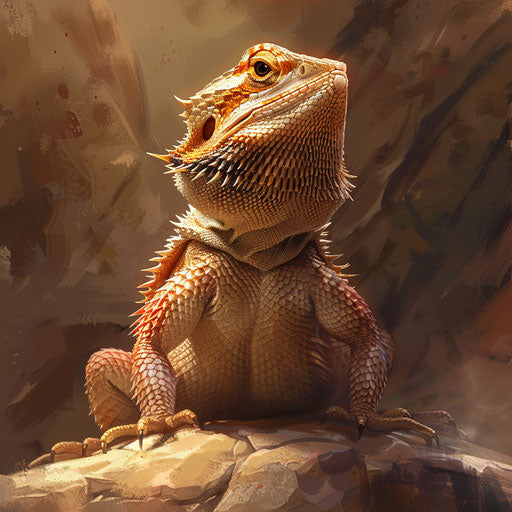 Detailed illustration of a bearded dragon emphasizing its unique features and dignified posture