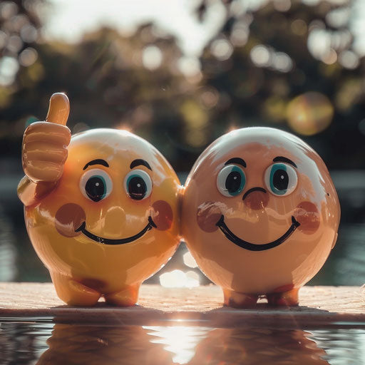 Two smiling faces showing thumbs up to the camera