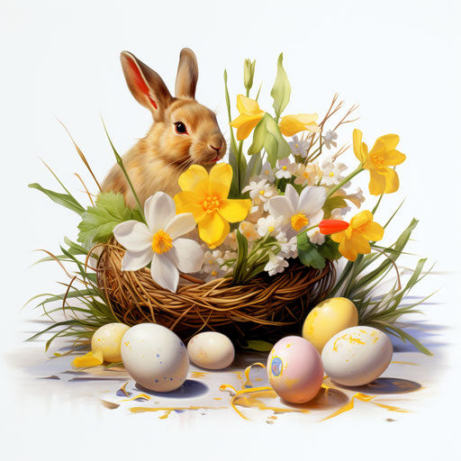 Easter clipart images in the style of Oil painting, on a white background