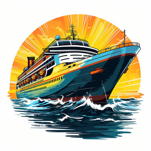 Cruise Ship Illustration in the Style of Chiaroscuro Art