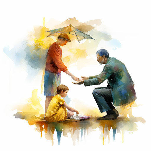 Impressionistic style charity clipart on white background