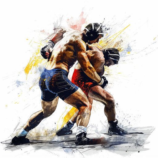 Wrestling clip art in photo realistic style