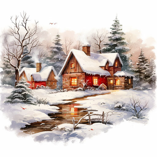 Christmas clipart in png in the style of Oil painting, on white background
