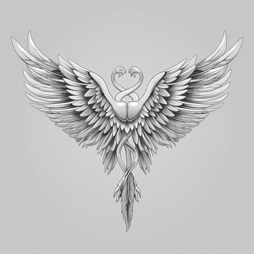 Healthcare clipart with detailed wings on random flat background