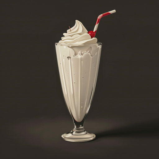 Realistic milkshake clipart on dark background, dramatic contrast
