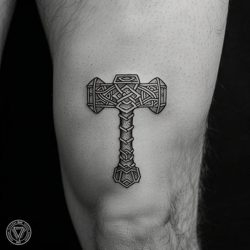 Elegant tattoo sketch of Thor's hammer in a simple flat design