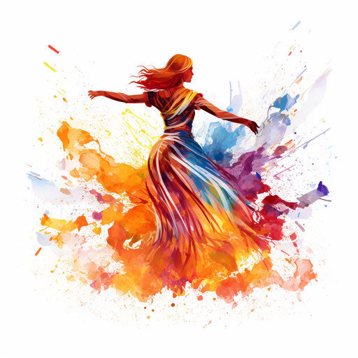 Holi clipart in the style of Impressionistic Art, on a white background
