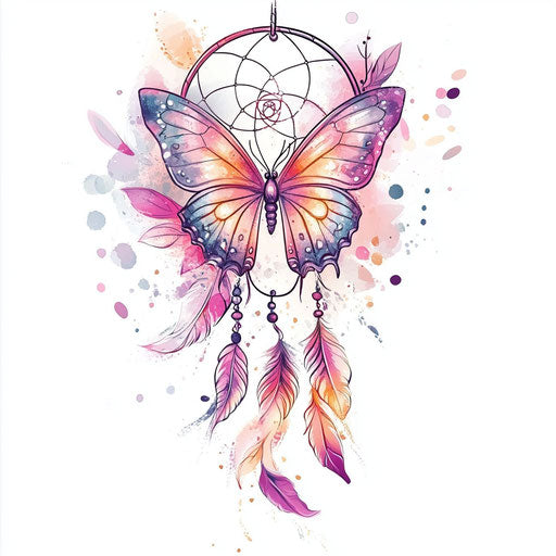 Butterfly and dreamcatcher tattoo design for women
