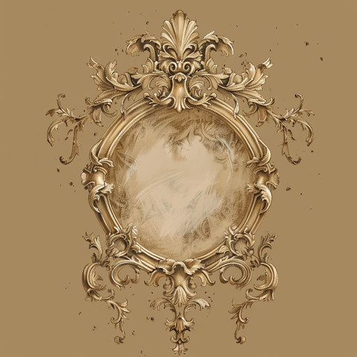 Elegant sketch of a baroque mirror frame with ornate details