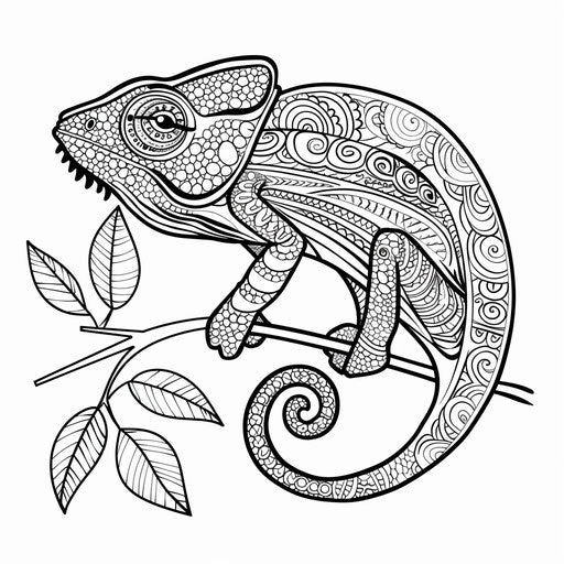 Chameleon coloring page with bold lines