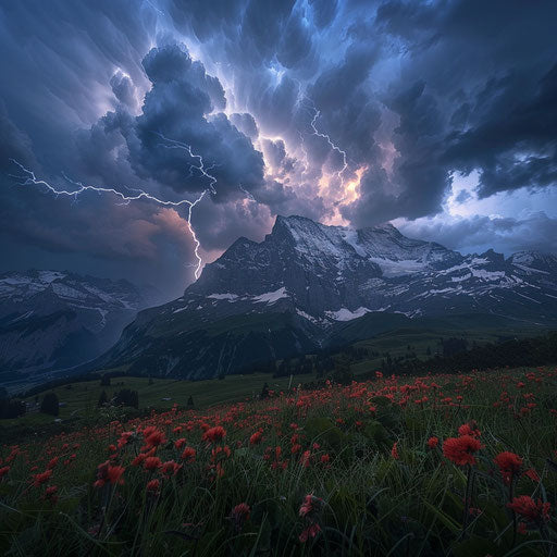 Raw natural power with a thunderstorm over the Eiger
