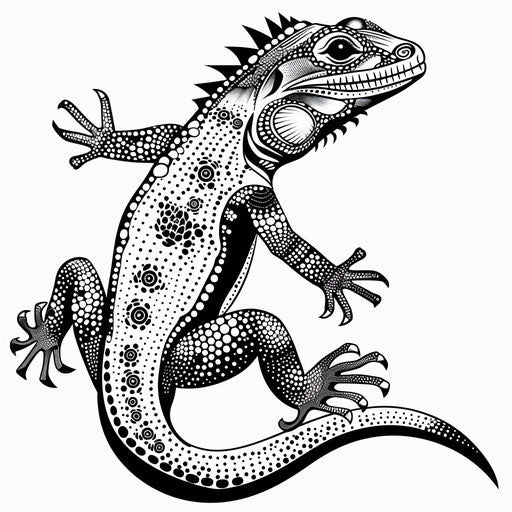 Lizard tattoo sketch with intricate dotwork clipart