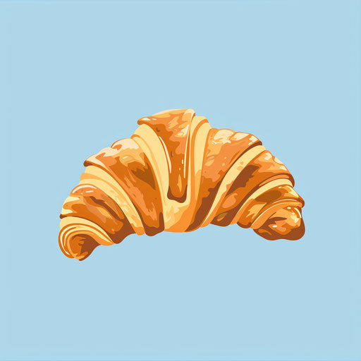 Bakery logo with stylized croissant and light blue background