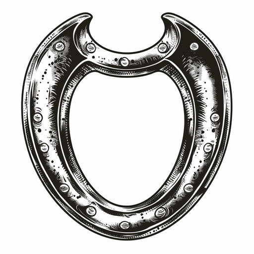 Monochromatic horseshoe tattoo sketch in clipart style