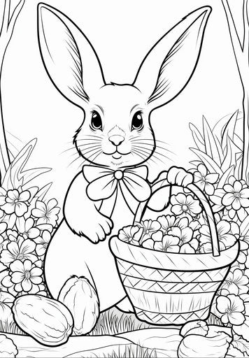 Cute bunny and Easter coloring in the style of wollensak 127mm f/4.7 ektar