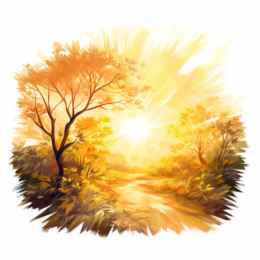 Sun rays in Oil painting style on white background