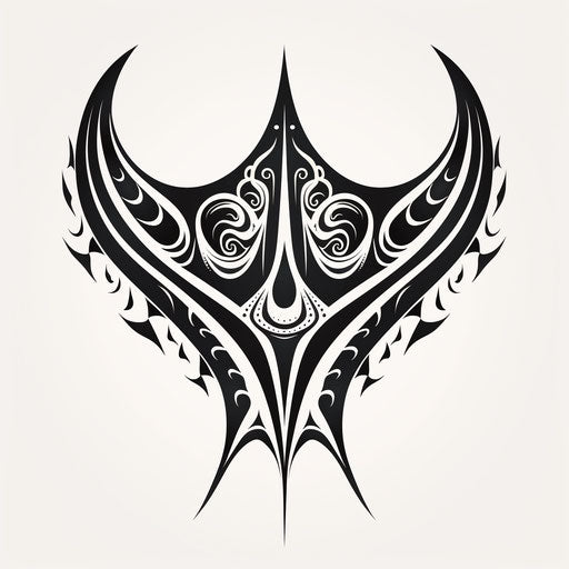 Tribal stingray tattoo, caricature style, Tonga art