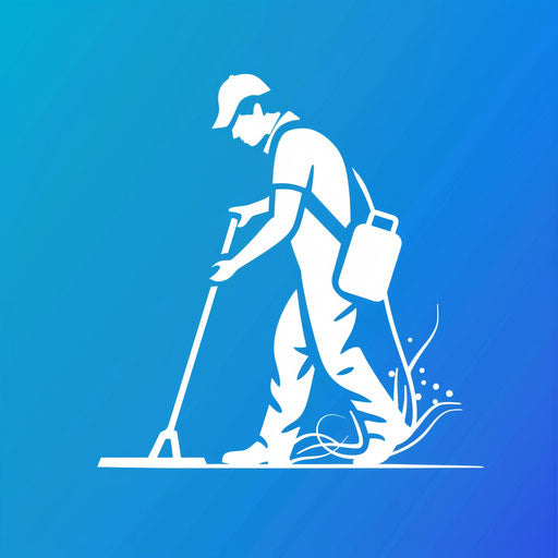 Cleaning company logo in white and blue with gradient background