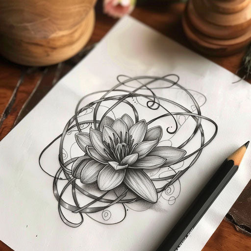 Celtic knot water lily tattoo sketch
