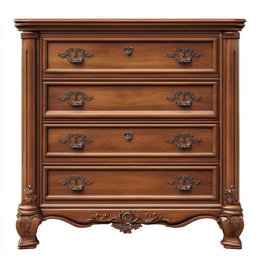 Realistic illustration of a dresser, high resolution, isolated