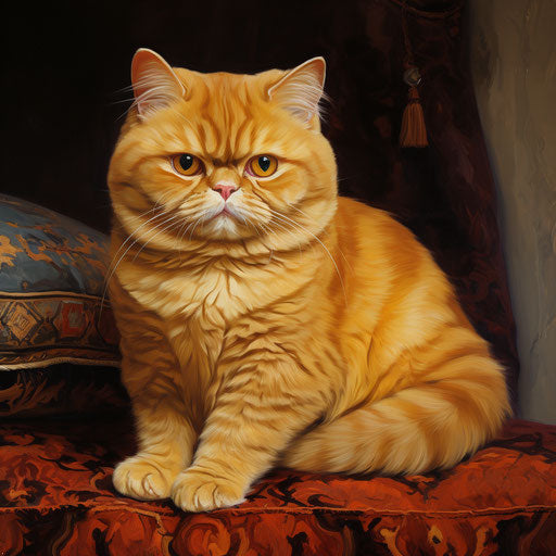Oil painting of an exotic shorthair cat
