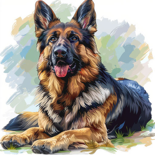 Realistic German shepherd clipart on flat white background