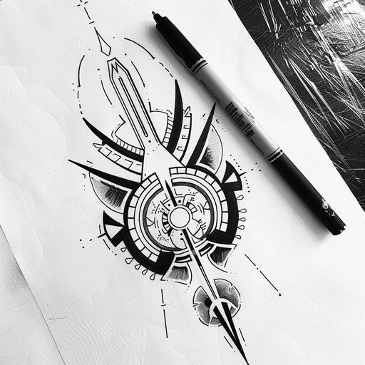 Cultural flat tattoo sketch of a traditional dot-style Polynesian tattoo