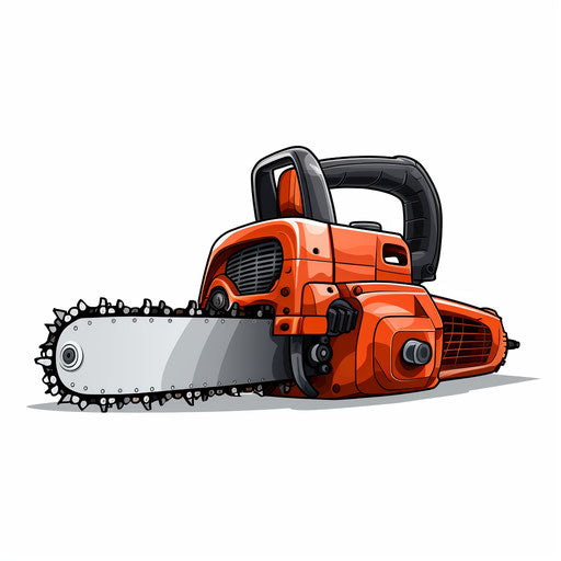 Minimalist chainsaw clipart on white background