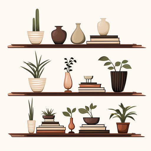 Minimalist style shelf clipart, on white background