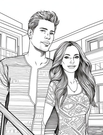 Young couple in the pool, oversized object, enchanting