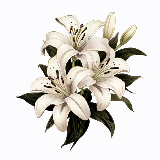 Lily clipart in the style of Chiaroscuro Art, on white background