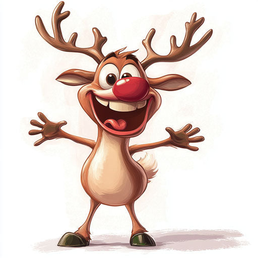 Humorous caricature of a reindeer with human characteristics