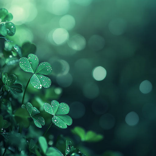 Clover leaf with water droplets, St Patrick's Day theme