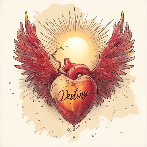 Heartwarming tattoo sketch of a winged heart flying to the sun