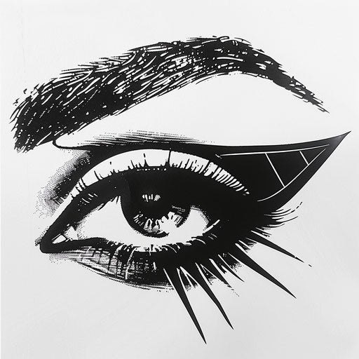 Cleopatra's eye tattoo stencil, hyper-realistic detail