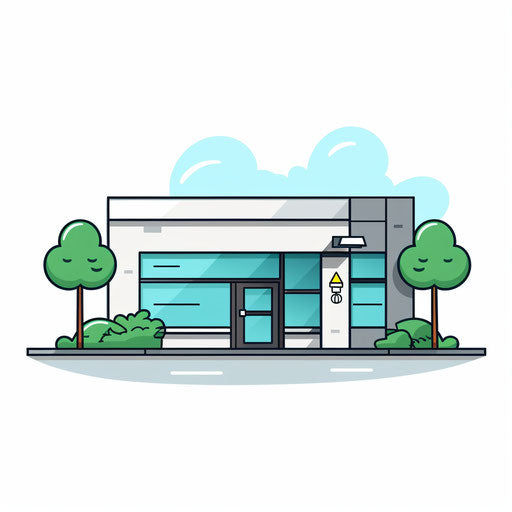 Clinic in Minimalist Style on White Background