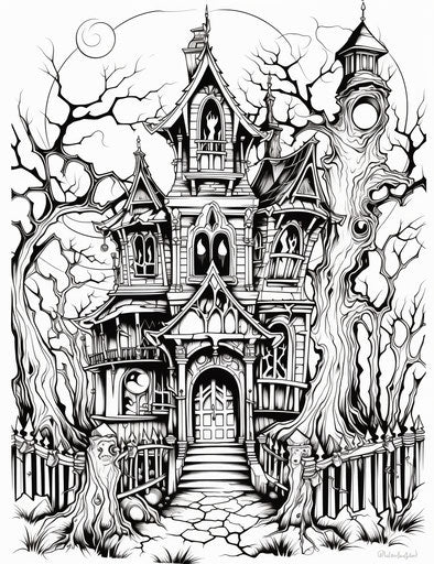Halloween coloring ideas for houses