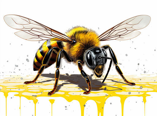 A vector bee on white background, Dan Mumford style