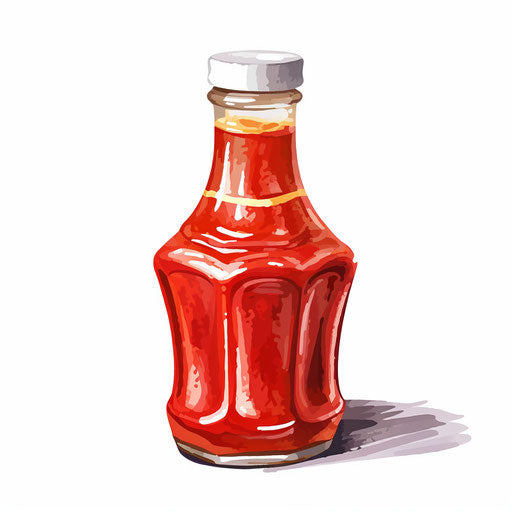 Ketchup clipart in the style of Impressionistic Art, on a white background