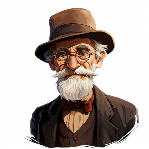 Uncle in Chiaroscuro Art style on white background