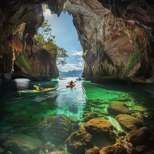Kayakers exploring clear waters of Railay Beach, Thailand