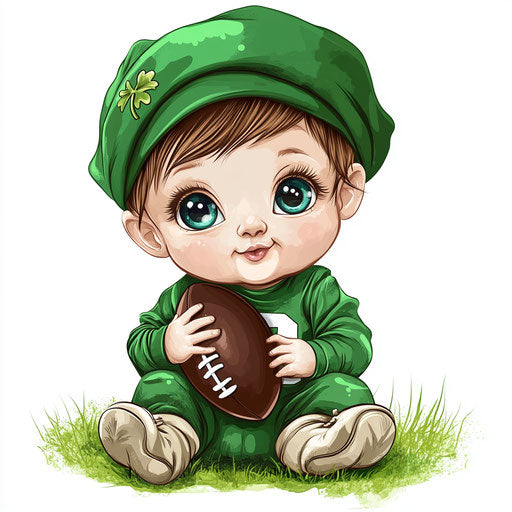 St. Patrick's Day baby with a football