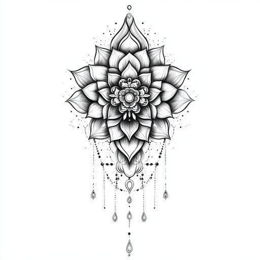 Flat sternum tattoo design with intricate mandala sketch