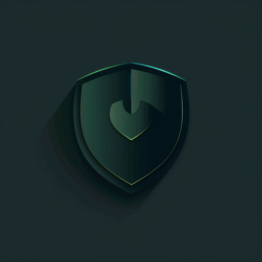 Professional logo design with shield icon on dark green background